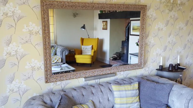 Ornate Gold Living Room Mirror TV — standard wall