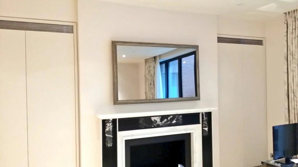 55" Fireplace Mirror TV with Soft Silver Frame
