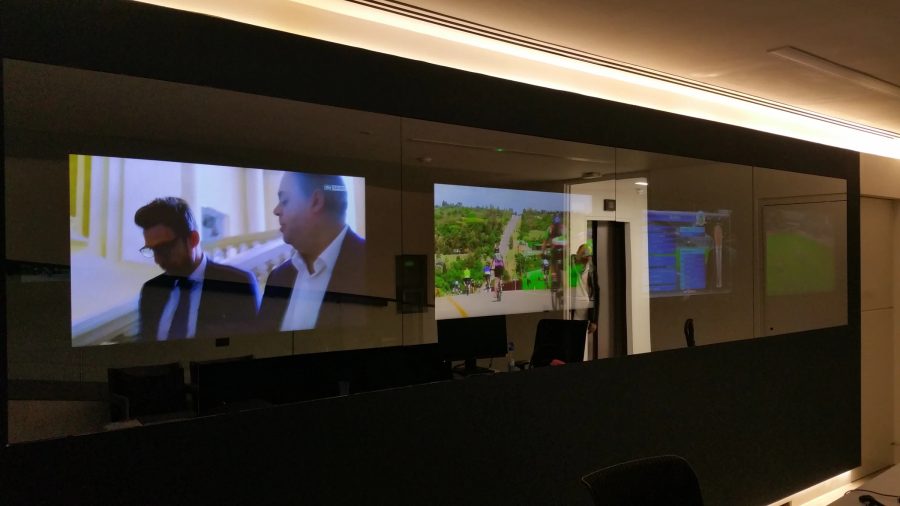 Bespoke Commercial Mirror Display Wall Mirror TV — media wall — detail photograph