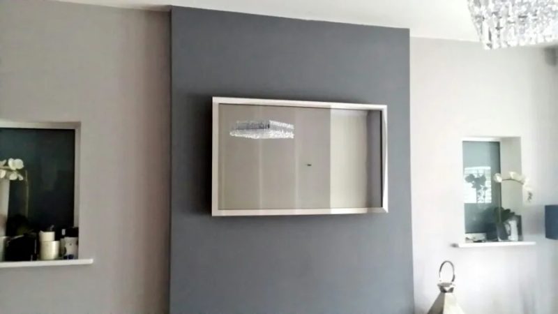 50" Thin Mirror Frame Mirror TV — feature wall