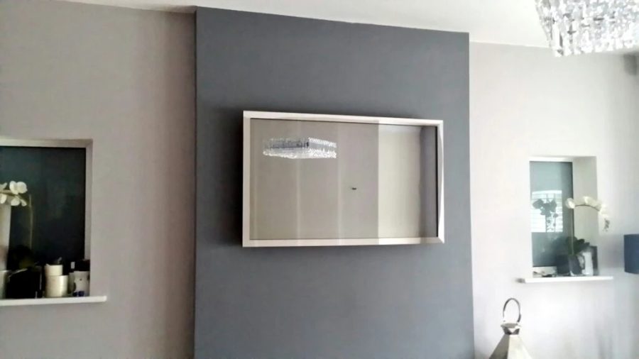 50" Thin Mirror Frame Mirror TV — feature wall